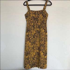 New Evereve sanctuary gold and black snakeskin midi sundress